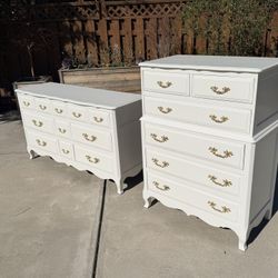 French Provincial REFINISHED white dove 🕊️dresser*chest+dovetail drawers $899 CAN DELIVER!