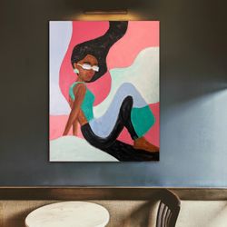 Original acrylic painting “Modern Girl” on stretched canvas 16” x 20”