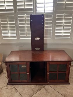 Wood TV Stand with Glass Door Cabinet
