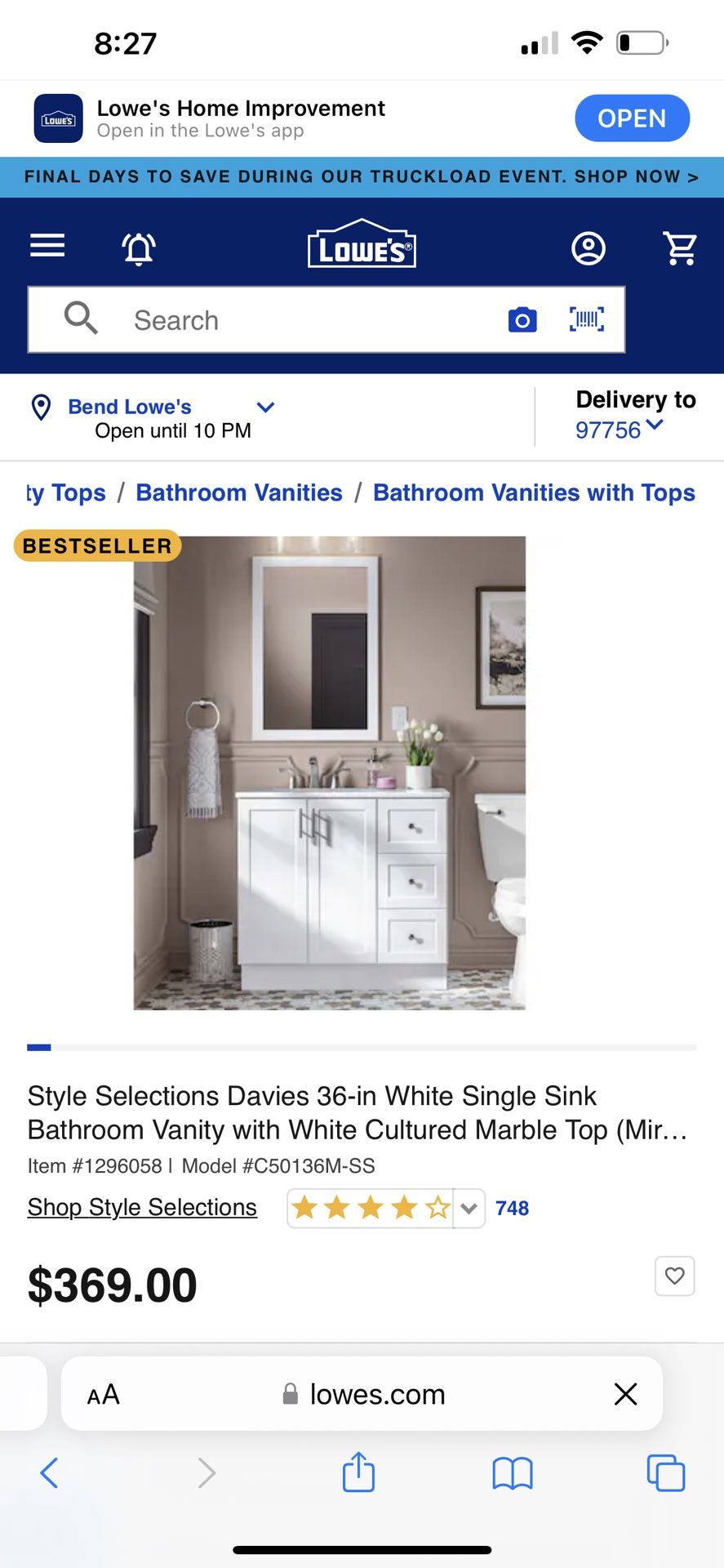 New 36 Inch Bathroom Vanity With Top And Sink And Mirror