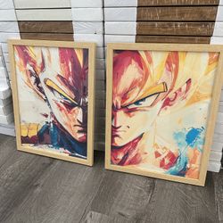 Dragon Ball Goku Vegeta Wall Art 12”x16” ea
