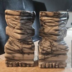 Vintage Marble Aztec Bookends