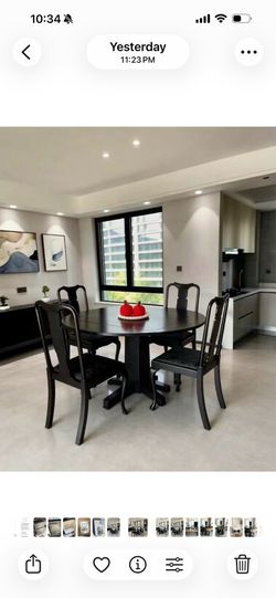 Extendable Dining Table Set with 4 Chairs - Black