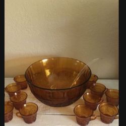 Vintage Tiara Punch Bowl Set 