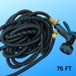 75-foot Expandable Garden Hose with 10 Functional Spray Options and Extra-Strength Fabric
