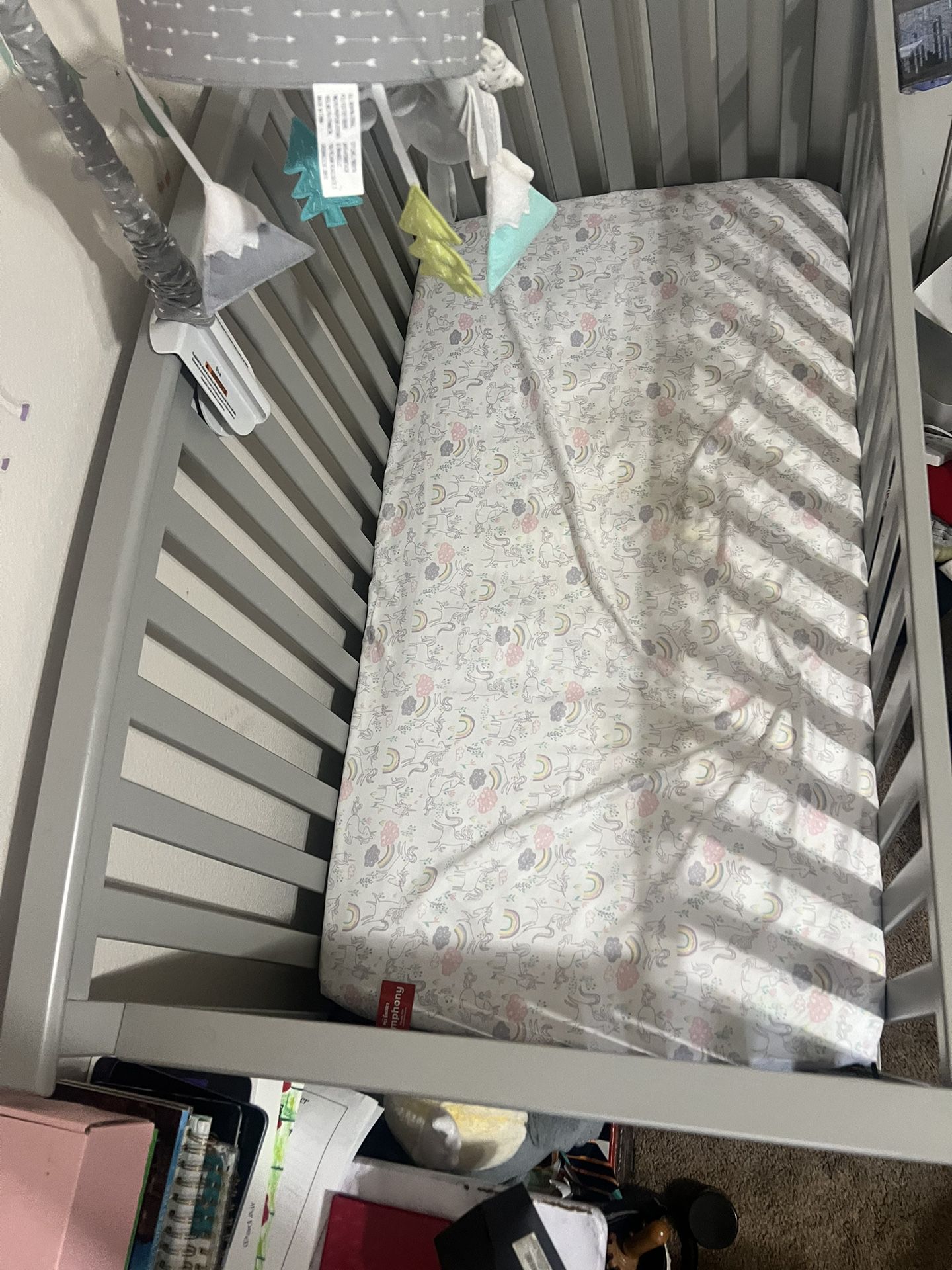 Gray Graco Crib Bed W/Matress