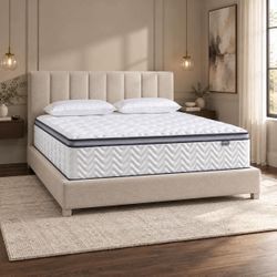 14” King Size Hybrid Mattress with Cooling Gel Memory Foam and Pocketed Coils, Medium Firm, M-24