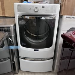 MAYTAG FRONT LOAD DRYER WITH PEDESTAL