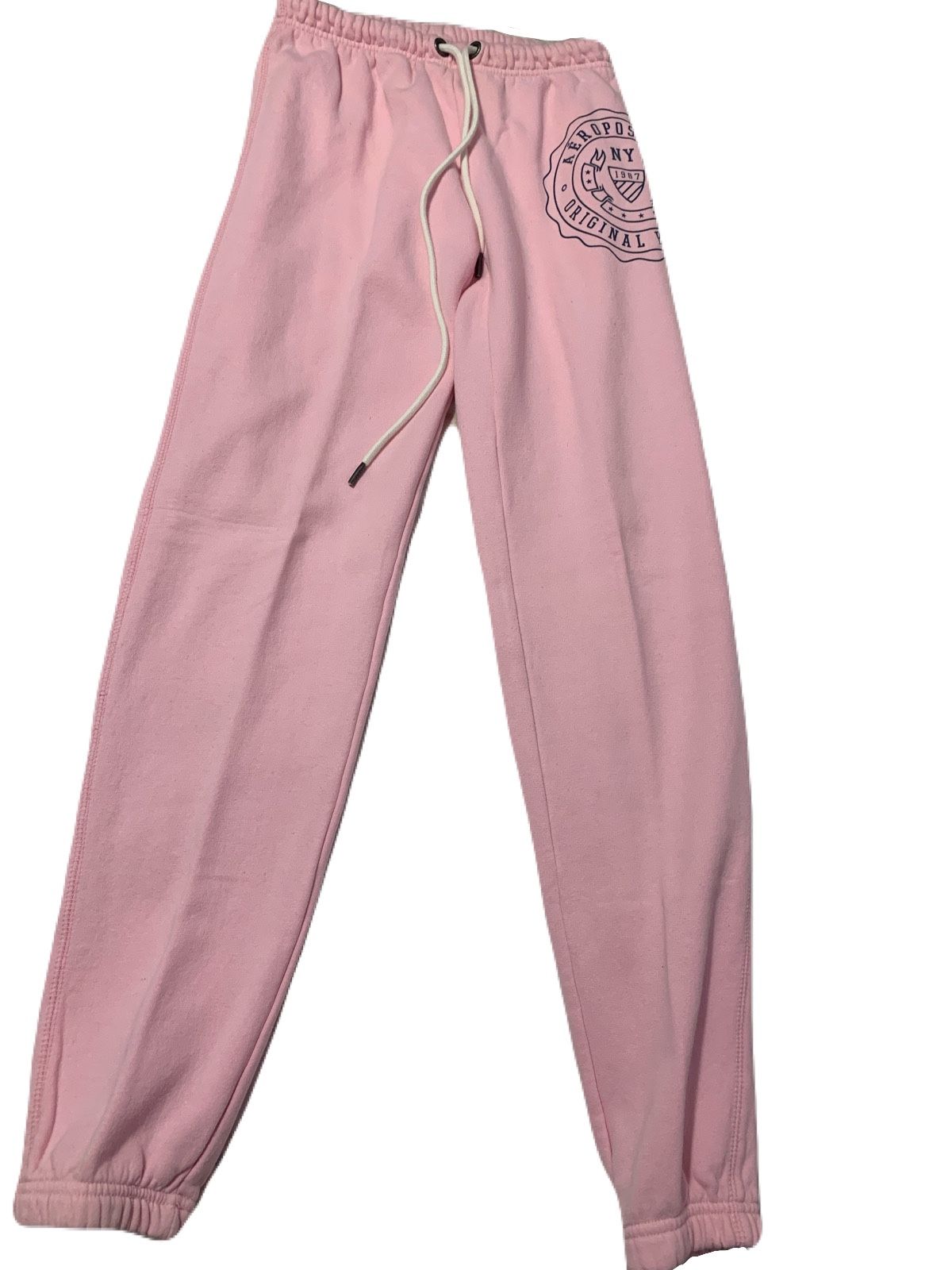 Aeropostale cuffed pink sweatpants w logo on the leg