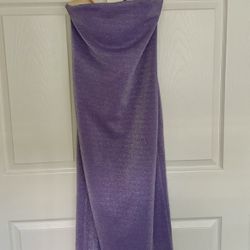 Tibi Purple Lurex Strapless Midi Dress