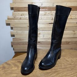 ADRIENNE VITTADINI Black Faux Leather Zipper Closure Tall Boots Shoes size 10