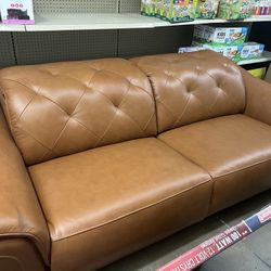 Brown Leather Loveseat