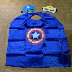 Superhero Capes for Kids, Costumes-Satin Cape and Felt Mask Captain America