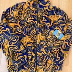 NWT NEW Mens Size M Or Unisex A.LAB Purple & Orange Faux Fur Tech Fleece Jacket 
