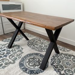 Wood Desk / Table With Metal Legs 
