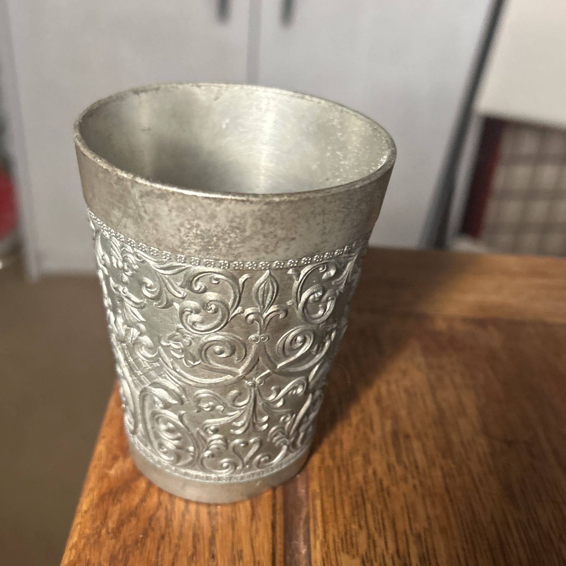 ANTIQUE PEWTER WATER GLASS FEINZINA WEST GERMANY