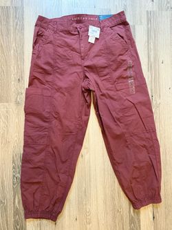 American Eagle Baggy Jogger Pants Size 16 Burgundy
