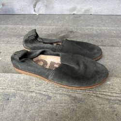 Sorel Ella Slip-On Shoes Women's Alpine Tundra Size 6 Green Leather