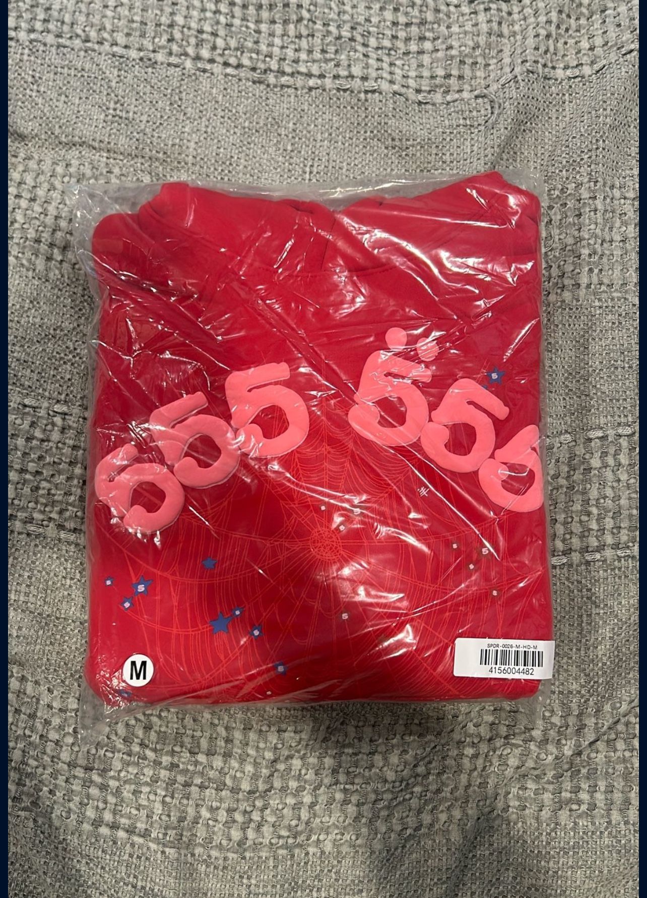 Red 555 Sp5der Hoodie Medium
