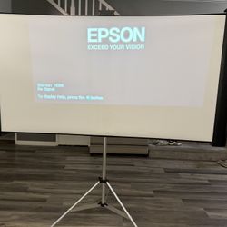Epson Projector With 100 Inch Adjustable Screen WORKS GOOD!