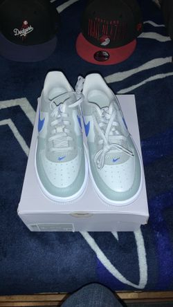 NIKE AIR FORCE 1 LOW LACE GREY FOG/BLUE CRYSTAL kids preschool sneaker shoes size 3 youth new with box