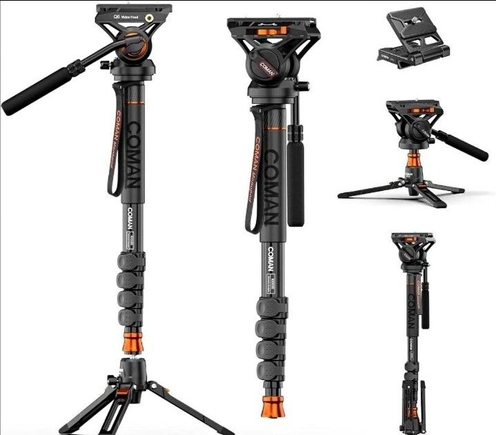 Professional Camera Monopod with Feet 73.2 inch Aluminum Portable Travel Video Monopod