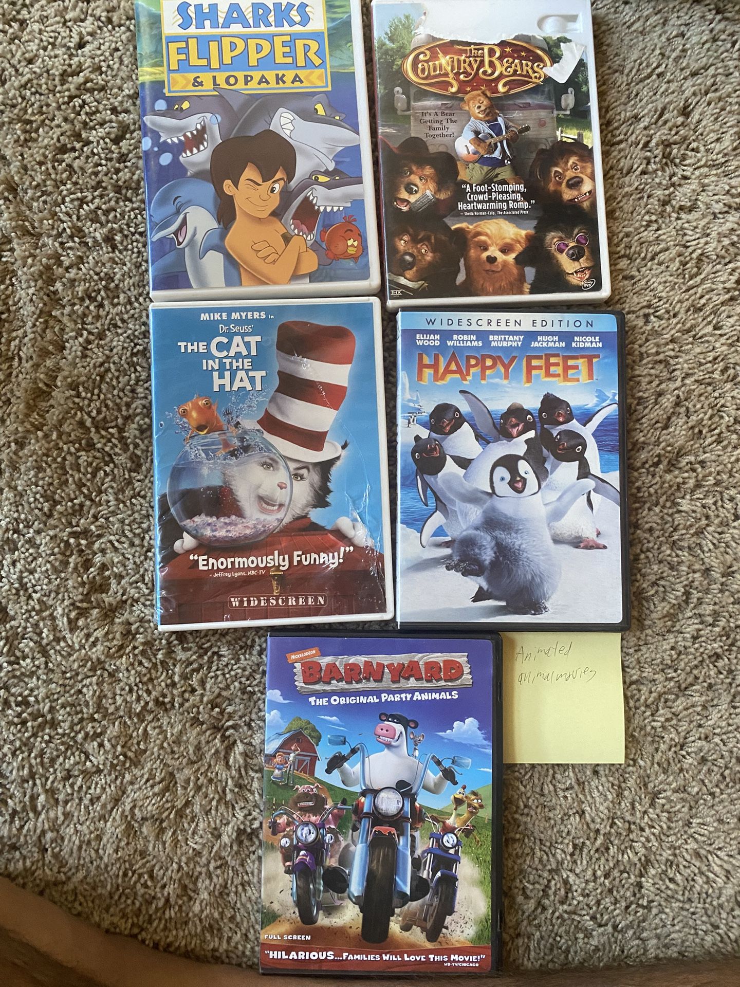 5 pack animated kids movies about animals for dvd