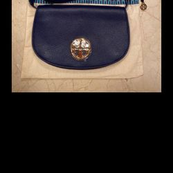 Brand new Tory Burch Navy Blue with Silver and Brown Crossbody/ Side Bag