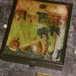 Italian Glass Lid Treasure Box W/ Crystals 