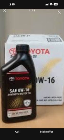 Toyota SAE 0W20 or 0W16Synthetic Motor Oil case of 6 quarts