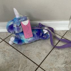 Purple Unicorn Purse Plush - Carried Away By Stepping Stones 12” Long X 9” High