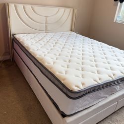 LED Gold & Beige Queen Size Bed Frame 