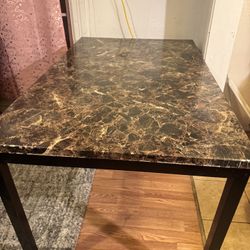 Bianca Brown Metal Square 40" Faux Marble Counter Height Table