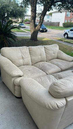 Beige leather sofas
