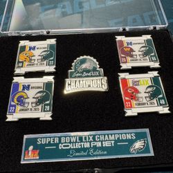 5 piece SB 59 Champions Collectors Pin Set