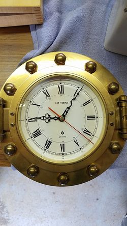 ART TEMPLE BRASS PORTHOLE NAUTICAL CLOCK for Sale in