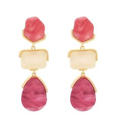 E287 -Beautiful Long Pink Earrings !