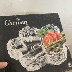 Rare new vintage Crystal serving dish 
