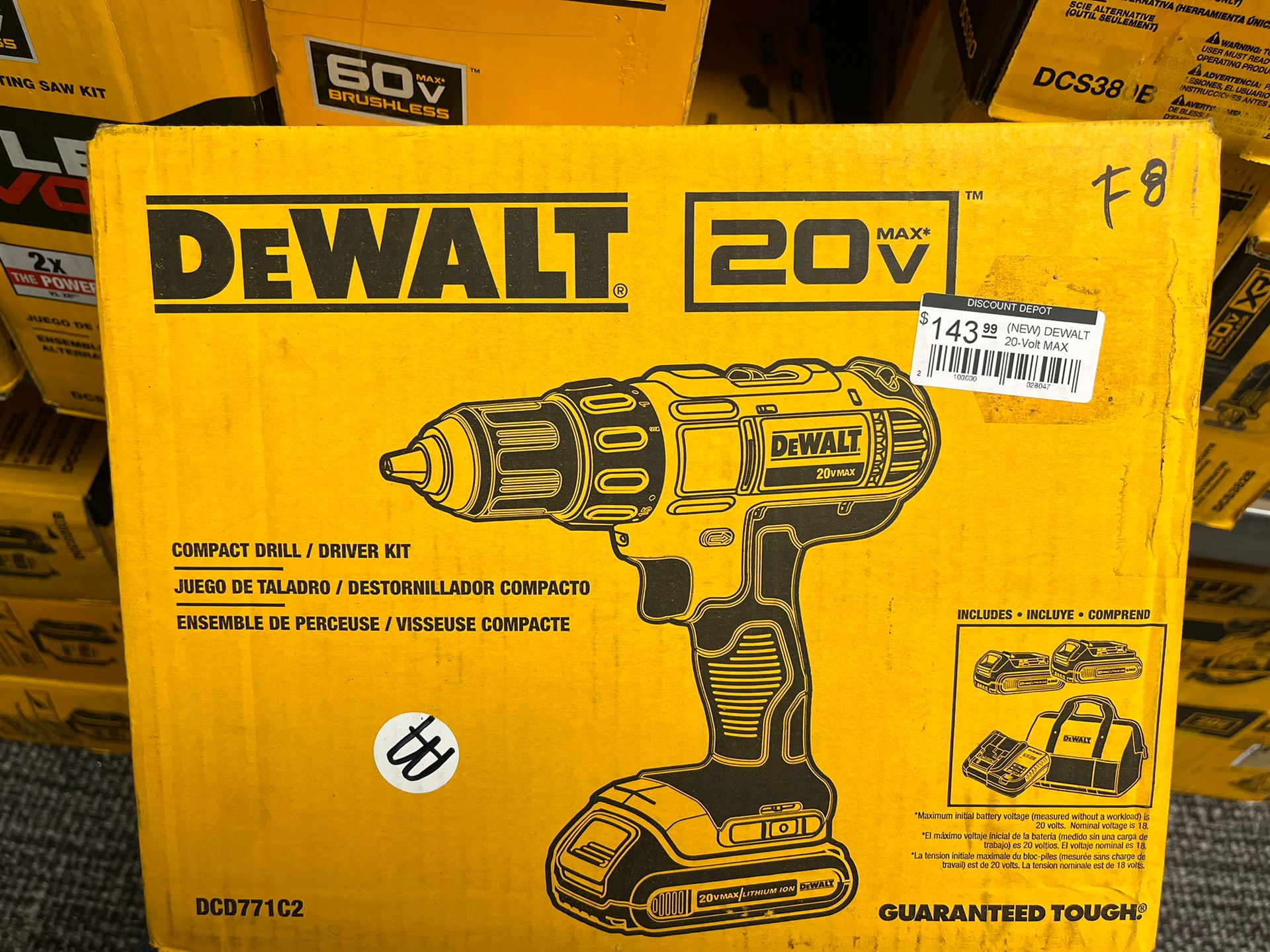 DEWALT 20V MAX Cordless 1/2 in. Drill/Driver, (2) 20V 1.3Ah Batteries, Charger and Bag