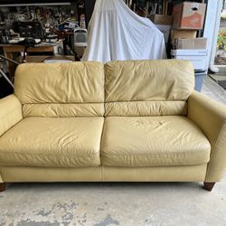 Butter-Colored Leather Sofa
