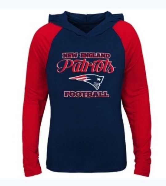 Girls Youth Navy/Red New England Patriots Hoodie Long Sleeve T-Shirt Small