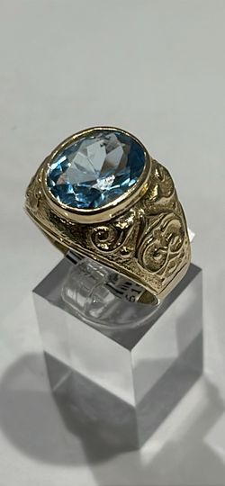 14k Aquamarine Stone Ring Size 11.5 / 12.9 Grams 
