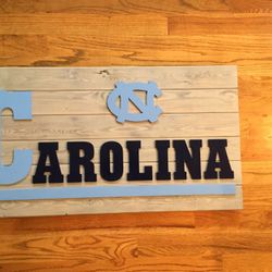 Heavy Duty Hard Wood UNC North Carolina Tar Heel Sign
