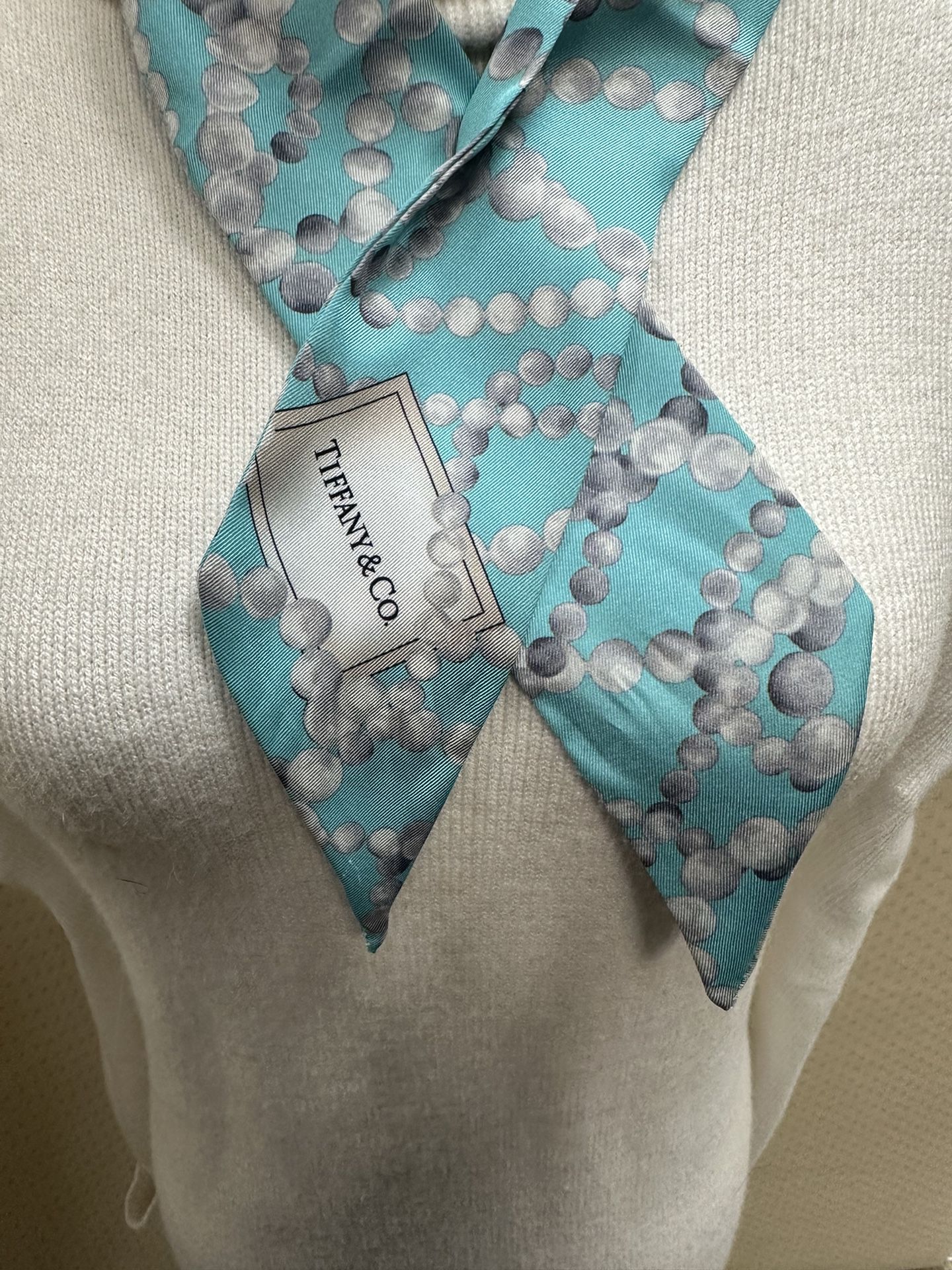 Original Tiffany Twiley Trademark aqua blue silk scarf