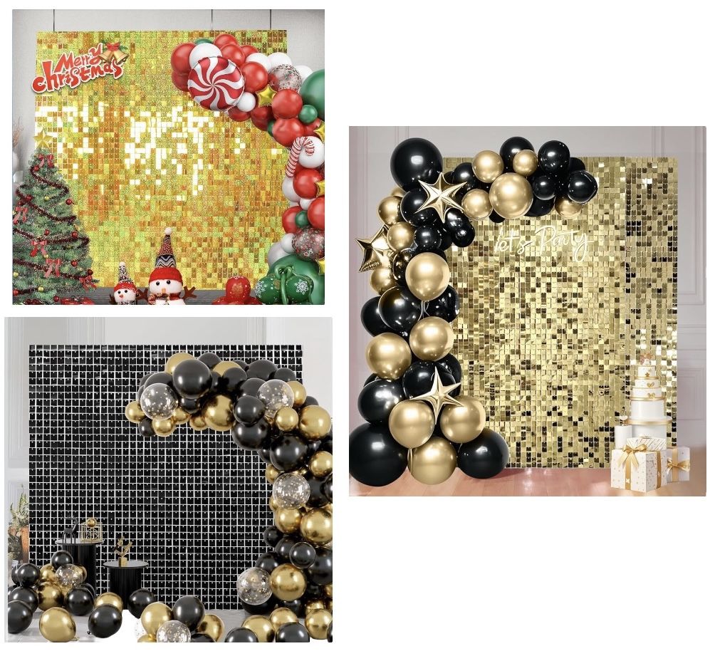 Shimmer Wall Backdrop -24pcs Sequin Square Panels,Photo Backdrop for Wedding Birthday Engagement Party Decoration