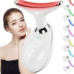 Red Light Therapy for Face & Neck – 7-Color LED Skin Tightening Massager – Anti-Aging Microcurrent Face Lift Device & Gua Sha Facial Tool for Wrinkle