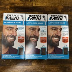 Just For Men Mustache & Beard, Dark Brown, 3ct