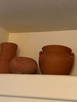 Pots and bird bath