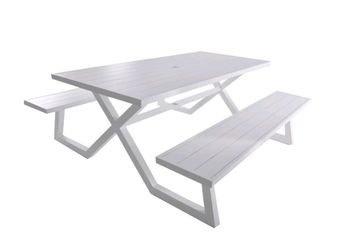 White 8-seat Aluminum Picnic Table