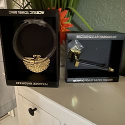 Acrylic toilet / towel holder gold and